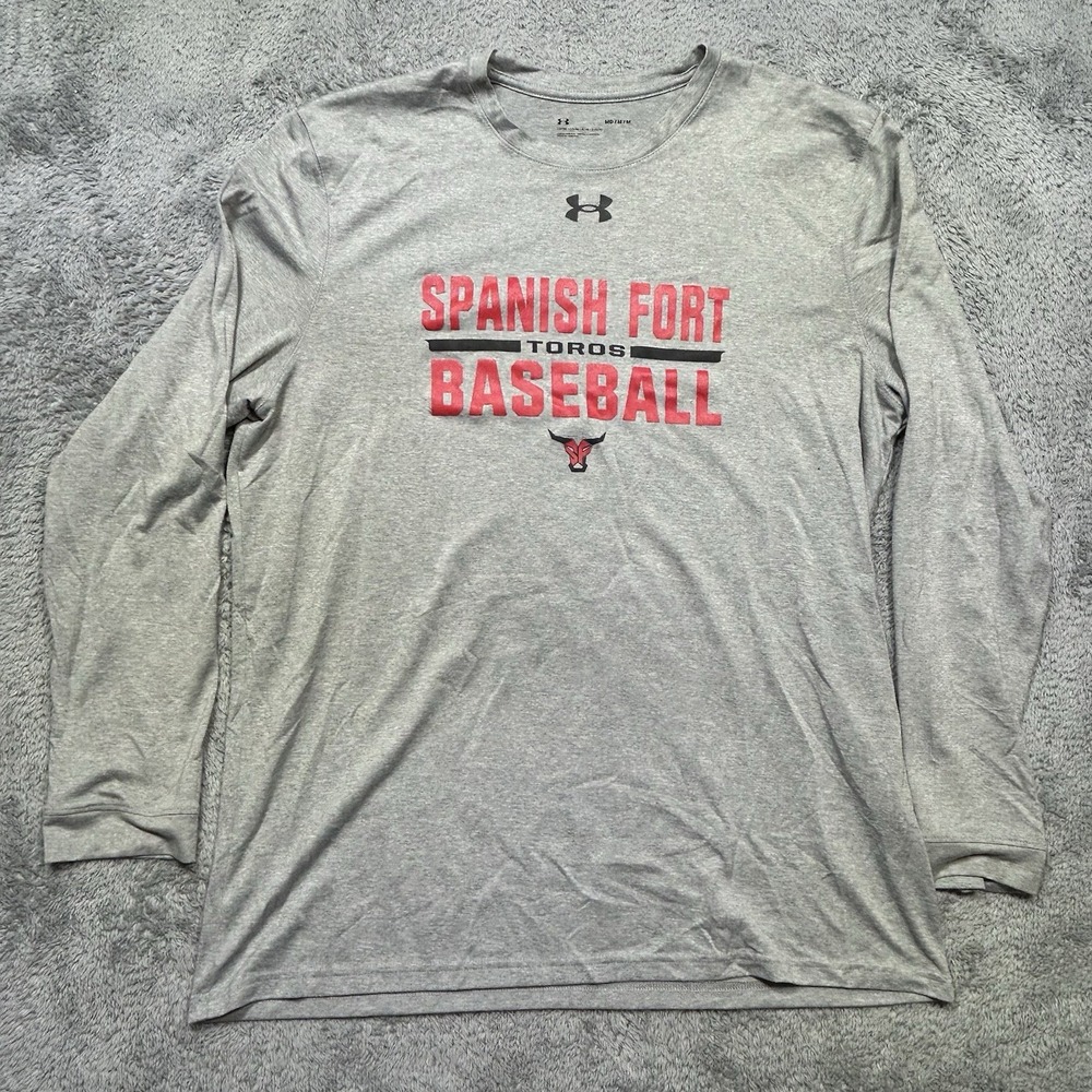 Under Armour Spanish Fort Toros Shirt Men's M Gray Minor League Baseball Loose